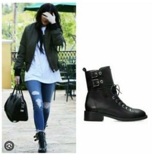 Zara double buckle combat boot black